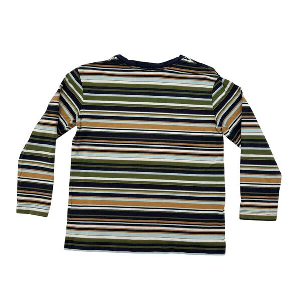 HANNA ANDERSSON Vintage Stripe Long Sleeve Tee Size 120 6-7 Kids Blue Green Tan - Picture 2 of 4